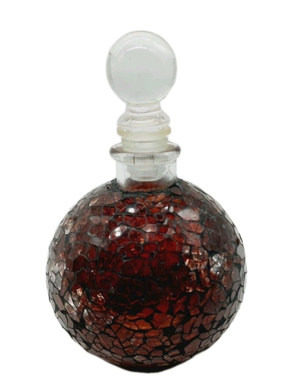 Glass Perfume Bottle With Clear Stopper Mosaic Red